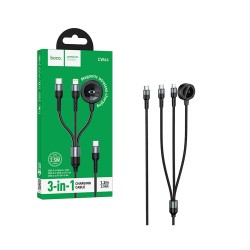Cabo de Carregamento sem fios Magnético 3 em 1 Hoco CW64 Preto